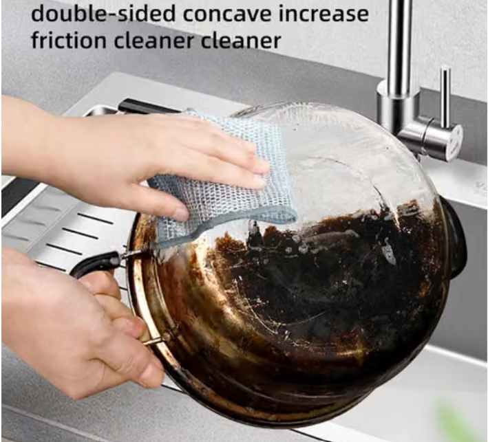 Kitchen Sink Sponge Holder with Dishwashing Liquid Dispenser & 10 Pcs Non-Scratch Wire Dishcloth Set